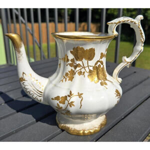 Hammersley English Bone China Gold Encrusted  Floral White  D 11657 Coffee Pot